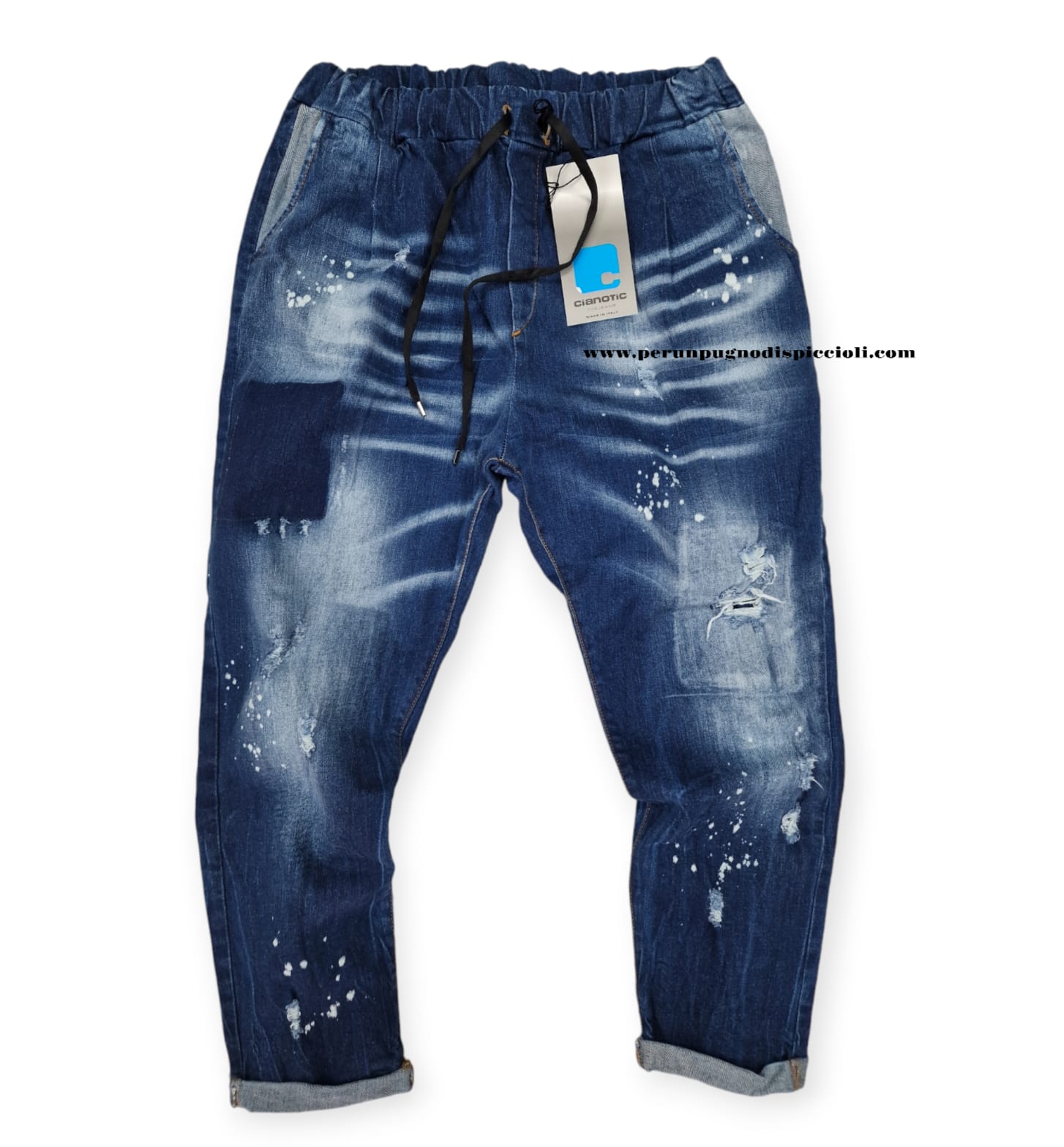 Jeans Cianotic con elastico e laccio art: luis martyn blue