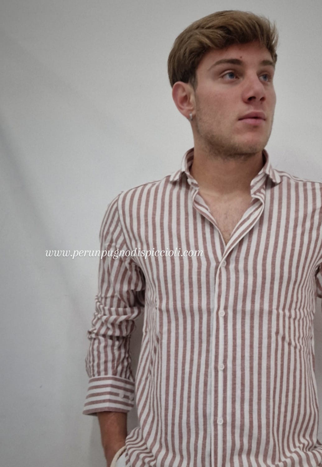 Camicia Guerriero Sartoriale con righi in lino