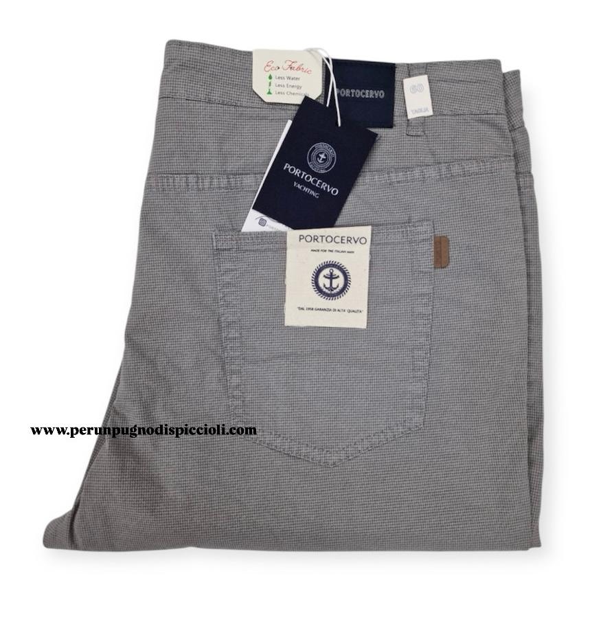 Pantalone Portocervo 5 tasche in cotone con microfantasia