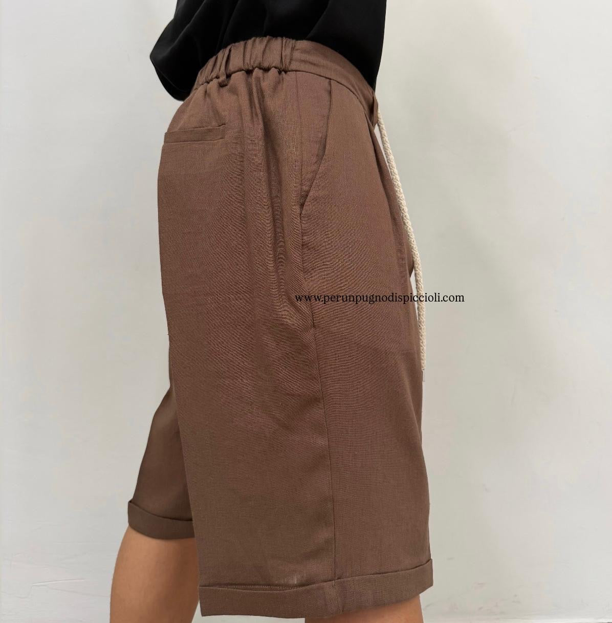 Shorts in lino Noir Fox / Joe Marvin