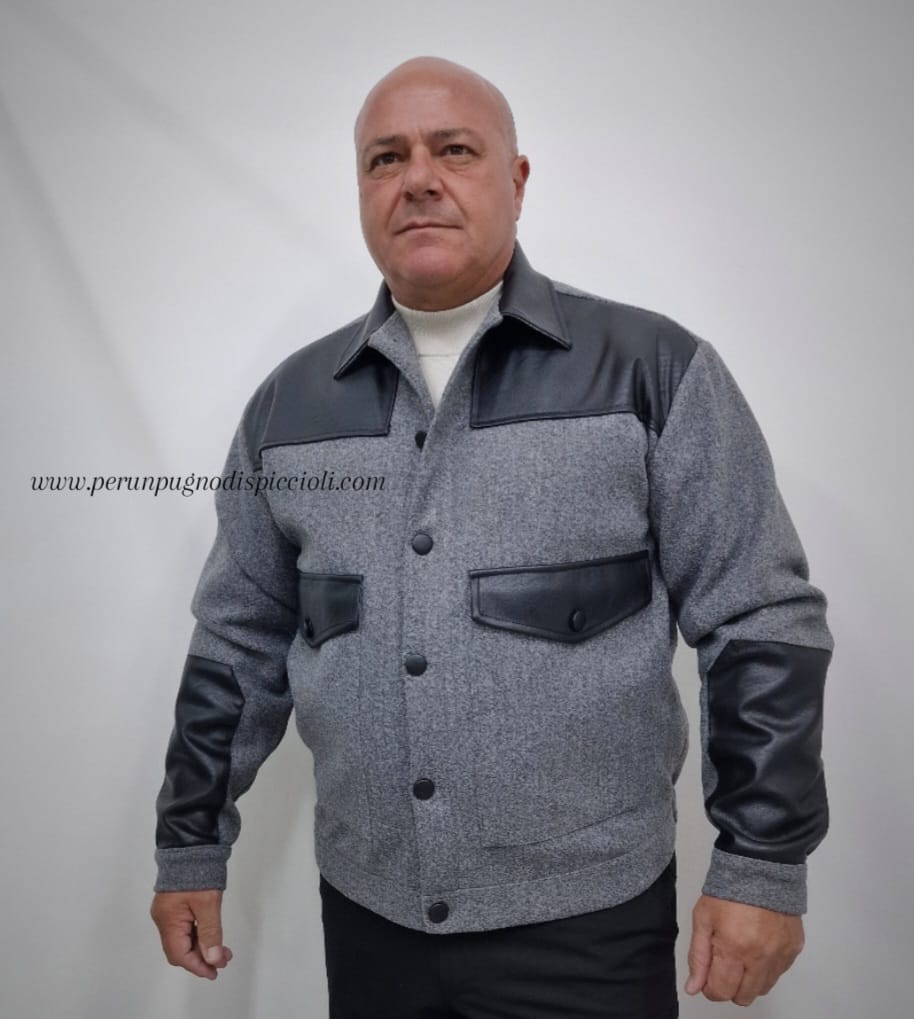 Cappotto corto Reset 2.0 in panno con inserti in pelle