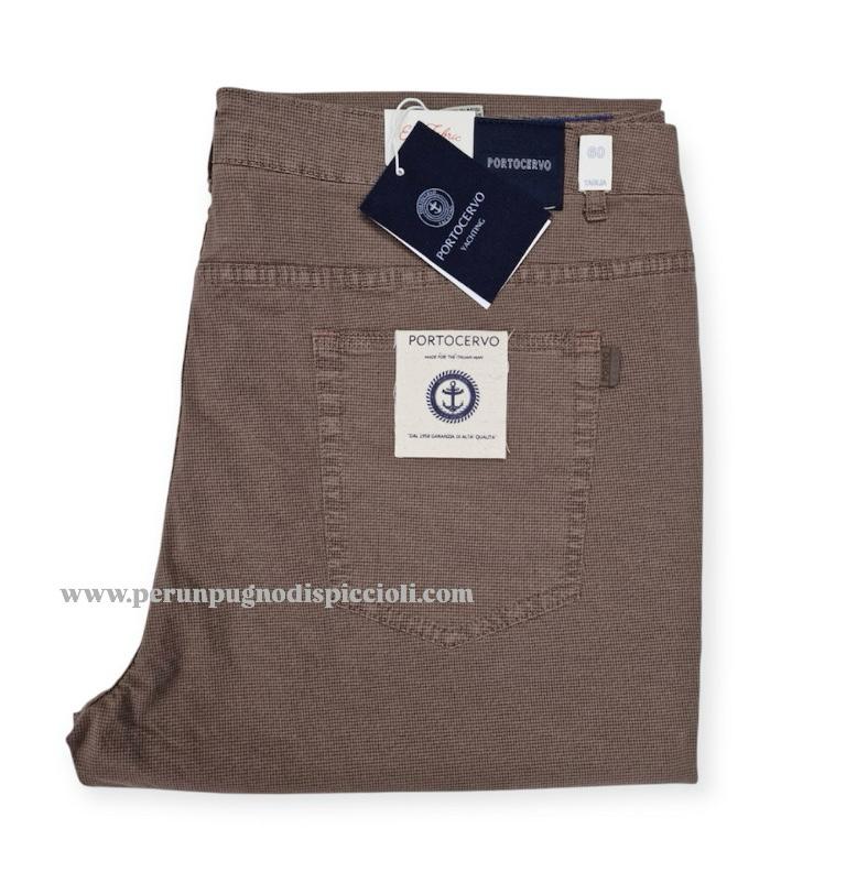 Pantalone Portocervo 5 tasche in cotone con microfantasia