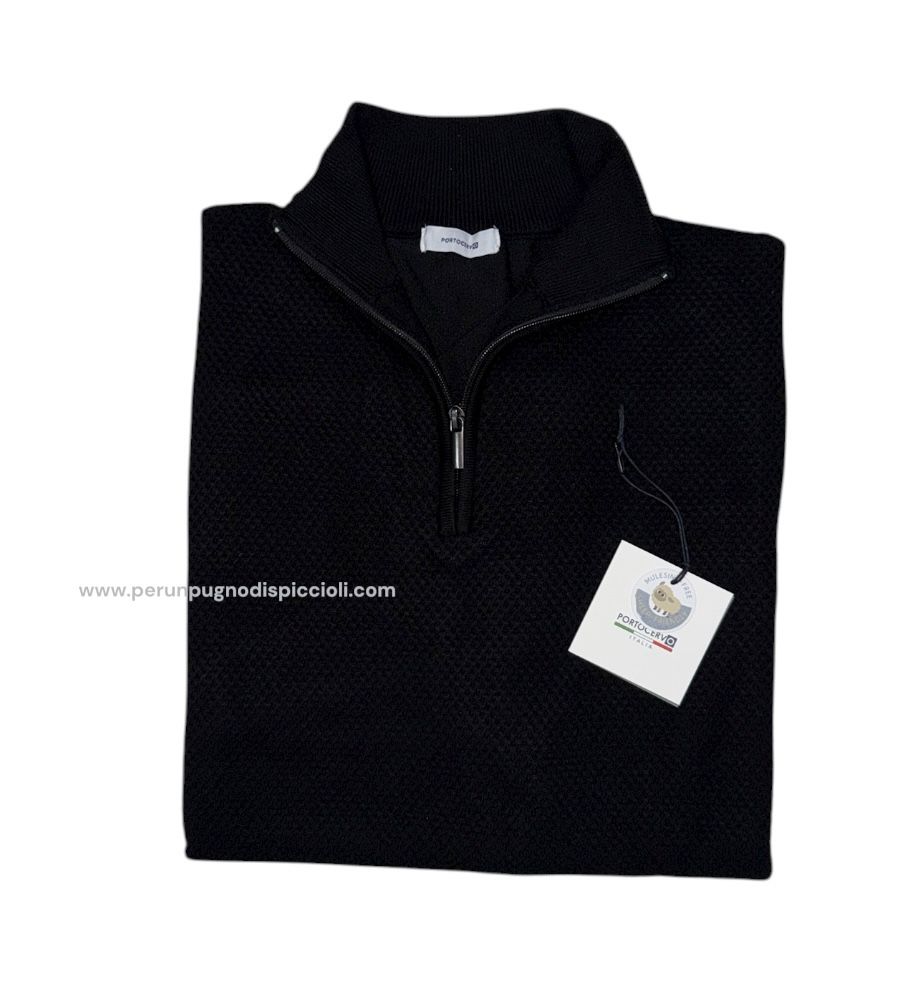 Maglioncino Portocervo in viscosa mezza zip operato art: sia over