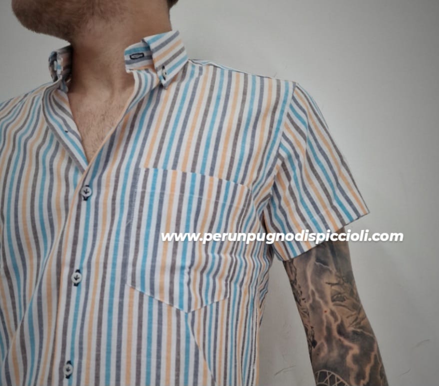 Camicia Portocervo mezza manica con taschino rigo stretto