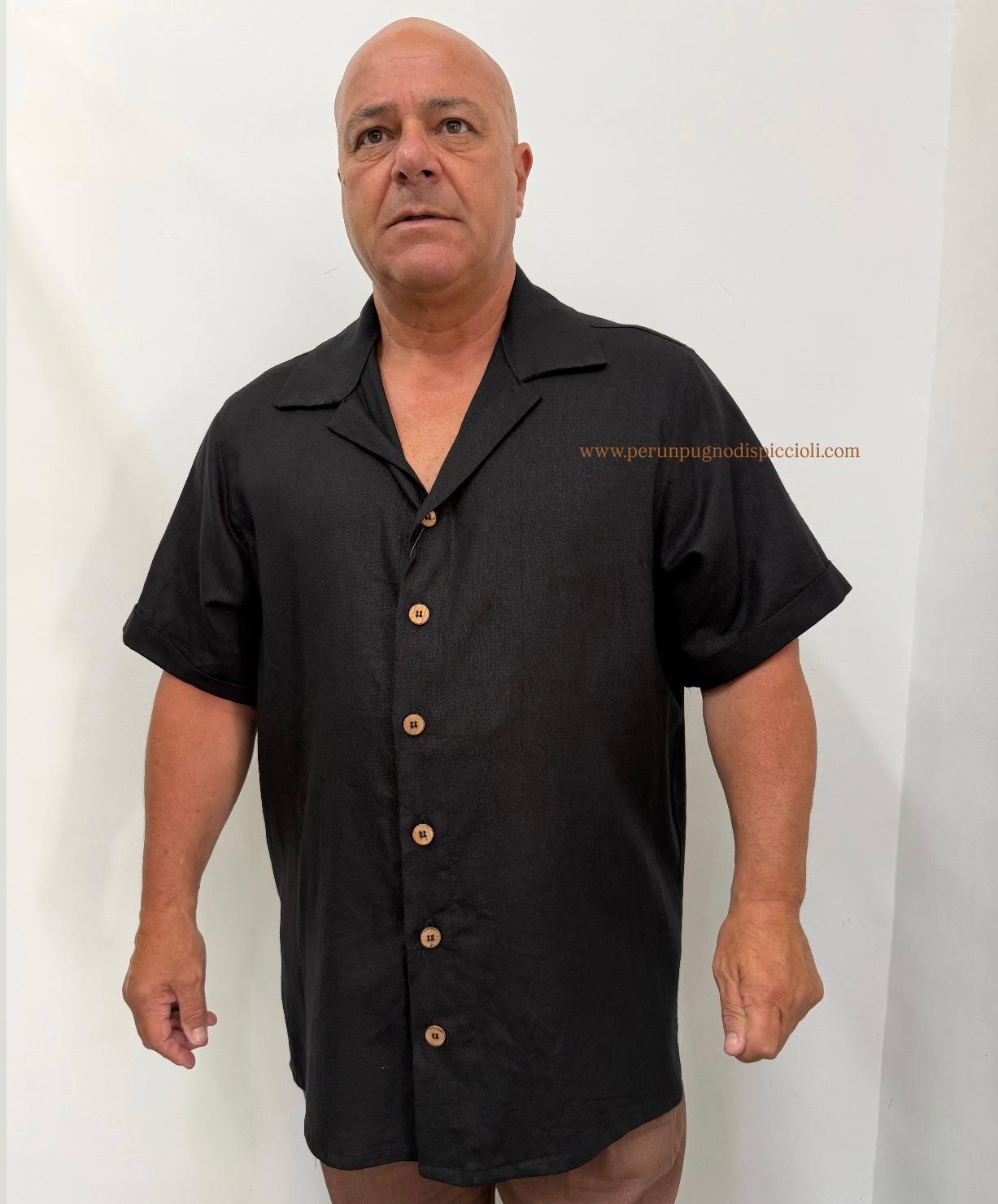 Camicia Noir Fox M/M Bottoni in legno art: NFX1444 OVER