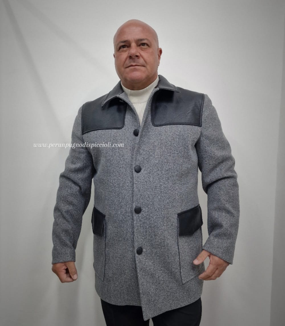 Mezzo Cappotto Reset 2.0 in panno con inserti in pelle