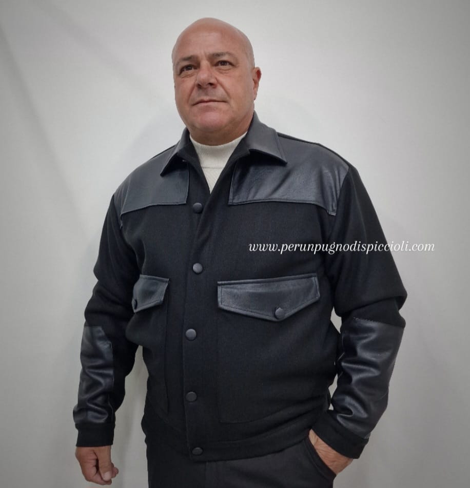 Cappotto corto Reset 2.0 in panno con inserti in pelle