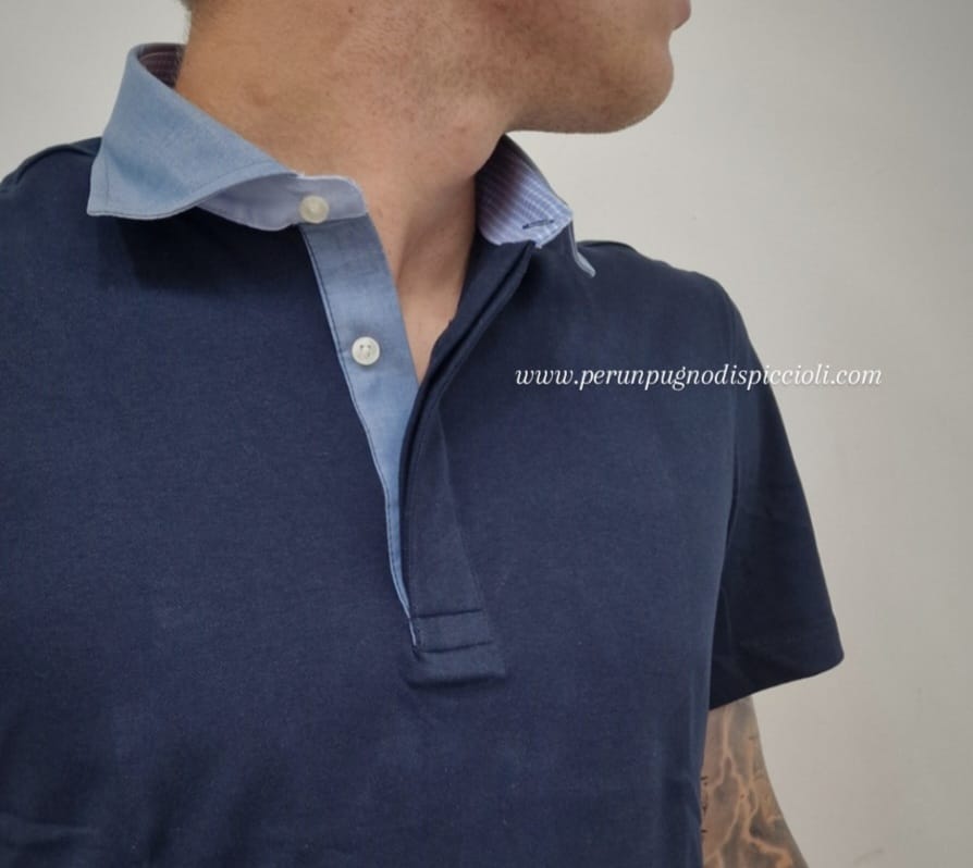 Polo Portocervo collo a camicia color jeans