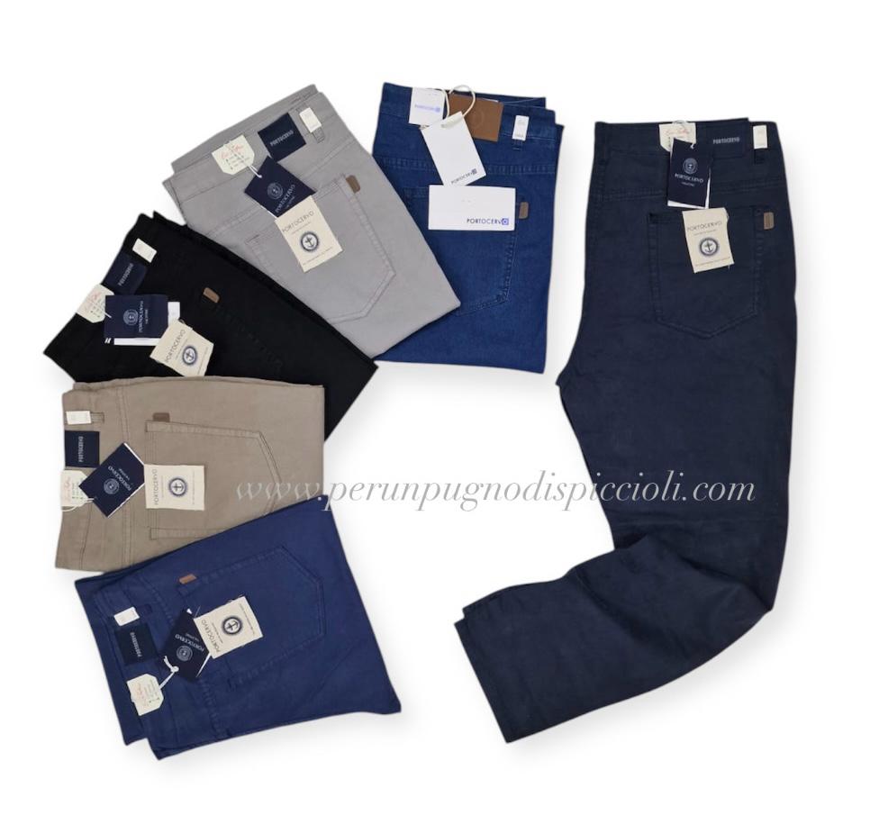 Pantalone Portocervo 5 tasche in cotone tinta unita