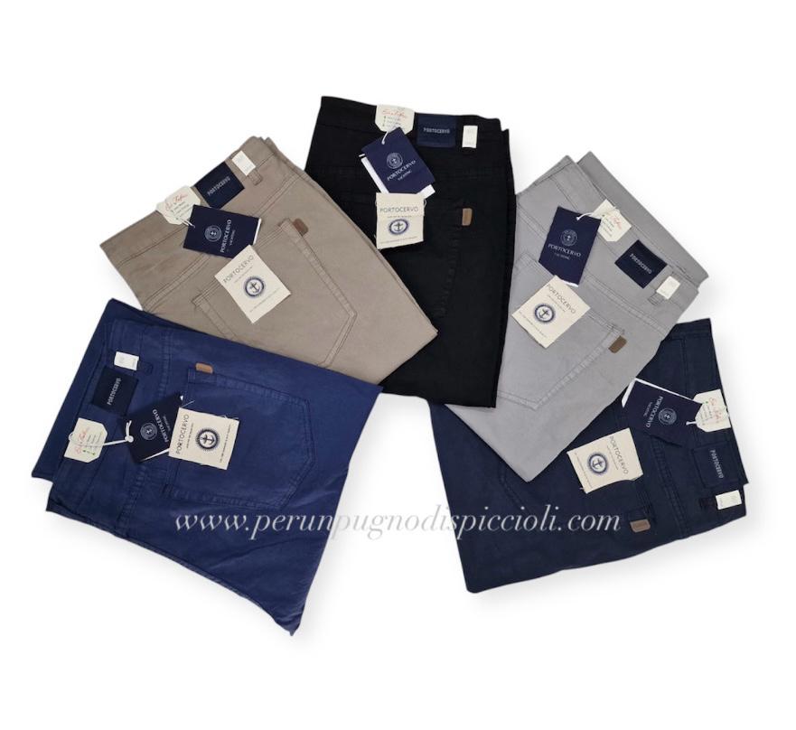 Pantalone Portocervo 5 tasche in cotone tinta unita