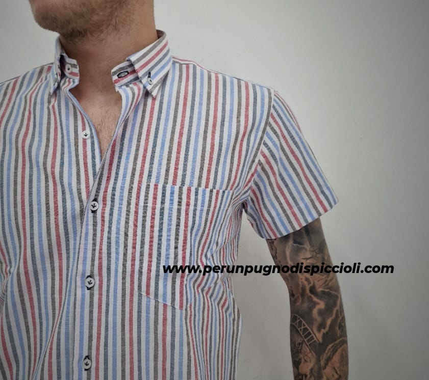 Camicia Portocervo mezza manica con taschino rigo stretto