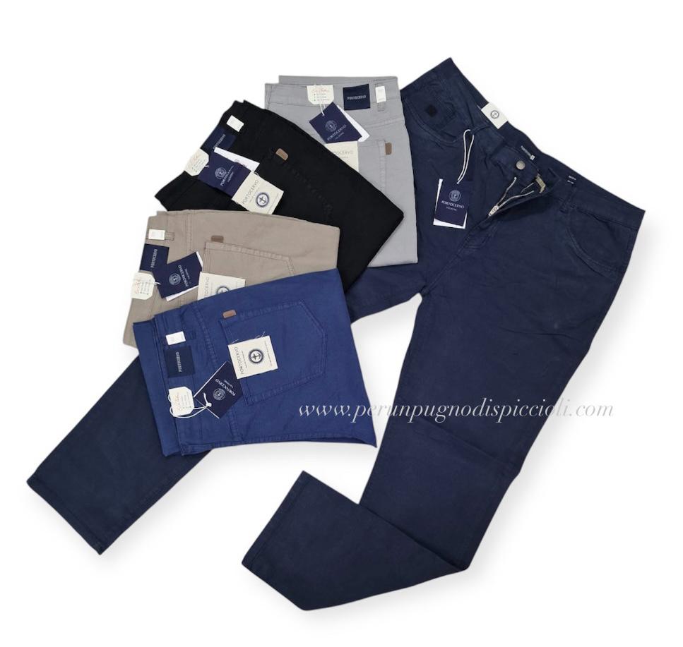 Pantalone Portocervo 5 tasche in cotone tinta unita