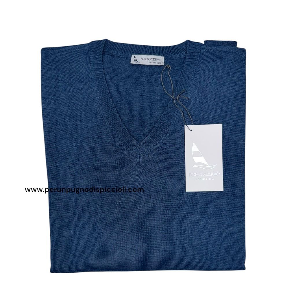 Maglioncino scollo V over in lana merino Portocervo