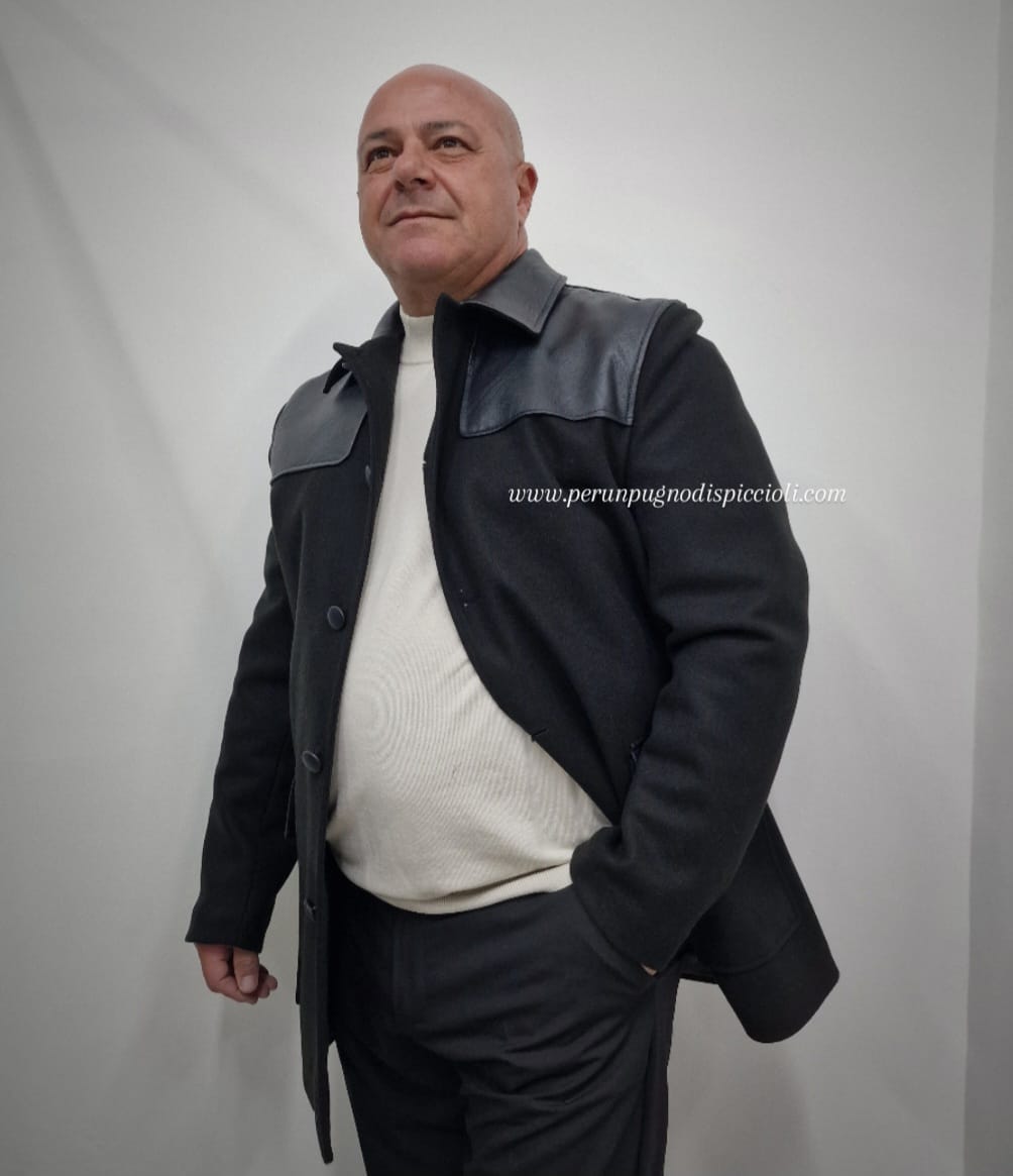 Mezzo Cappotto Reset 2.0 in panno con inserti in pelle