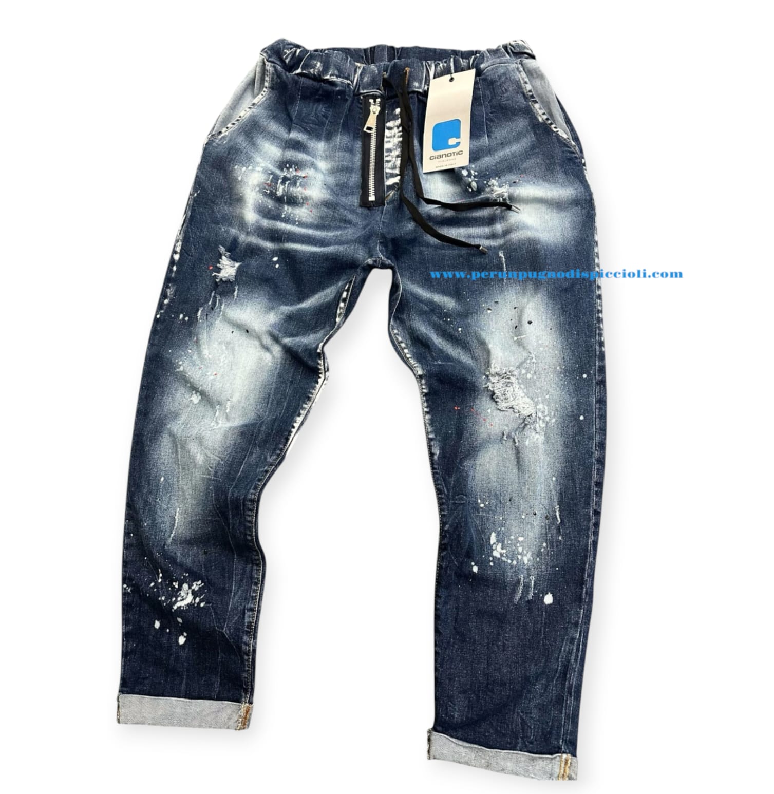 Jeans Cianotic con elastico e laccio art: luis navona max zip