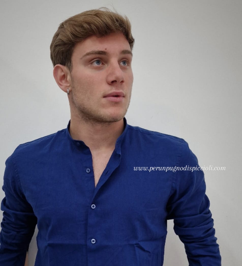 Camicia in lino e cotone collo coreano Emporio