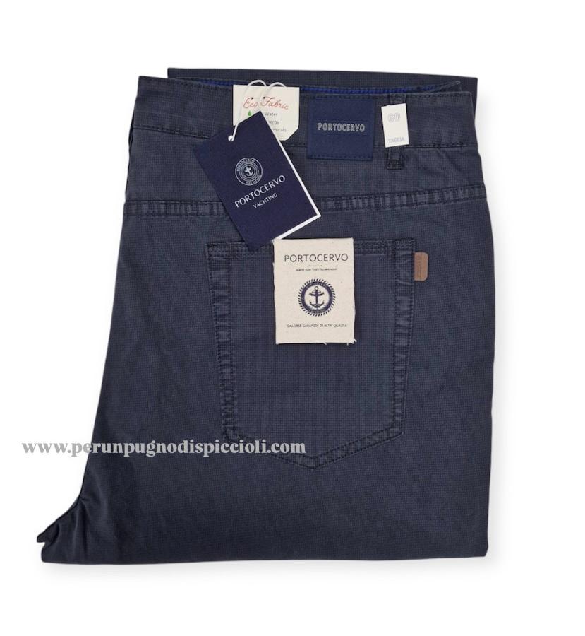 Pantalone Portocervo 5 tasche in cotone con microfantasia