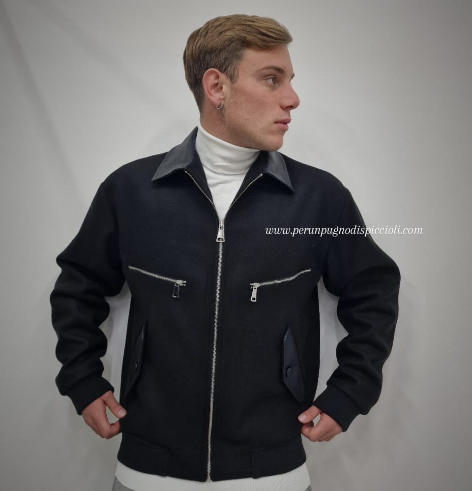 Giubbotto Reset 2.0 in panno con inserti in pelle e zip over