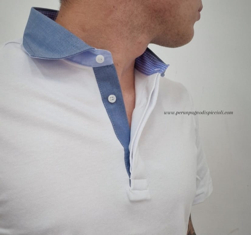 Polo Portocervo collo a camicia color jeans