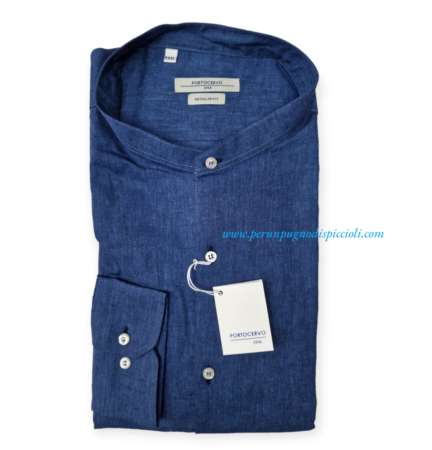 Camicia Portocervo in lino collo coreana over