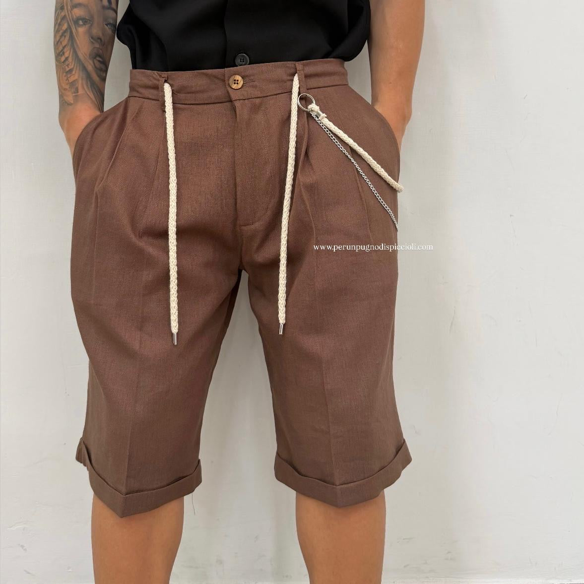 Shorts in lino Noir Fox / Joe Marvin