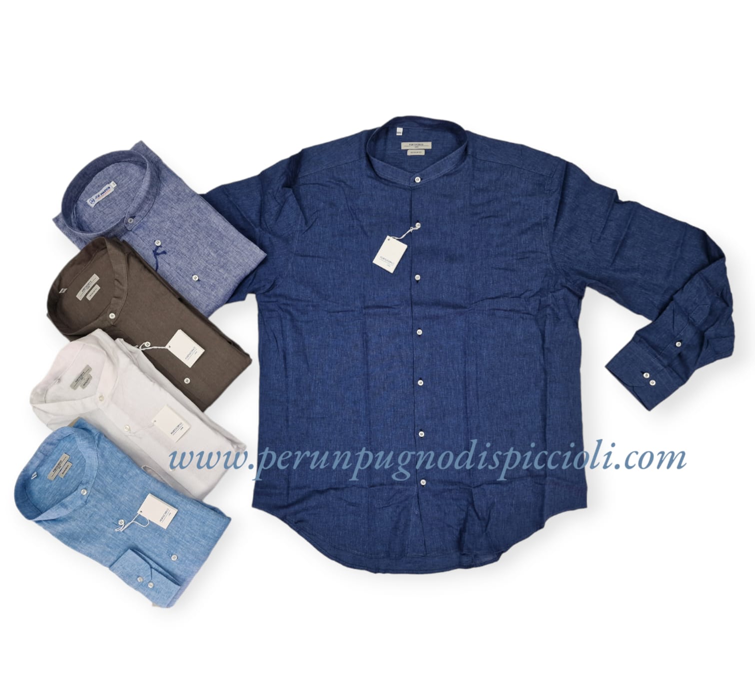 Camicia Portocervo in lino collo coreana over