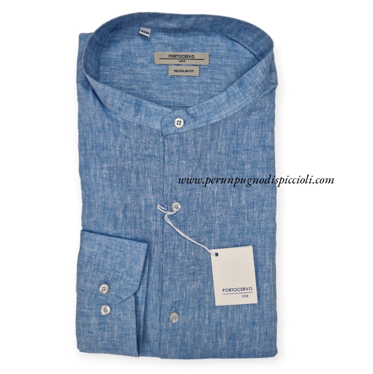 Camicia Portocervo in lino collo coreana over