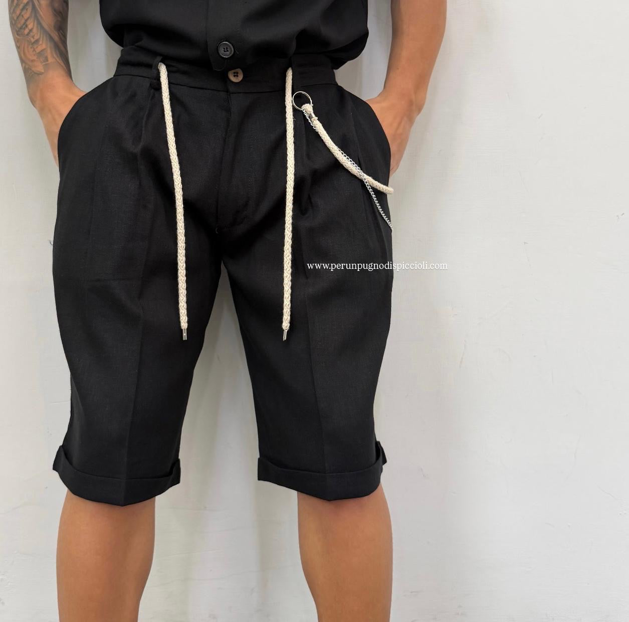 Shorts in lino Noir Fox / Joe Marvin