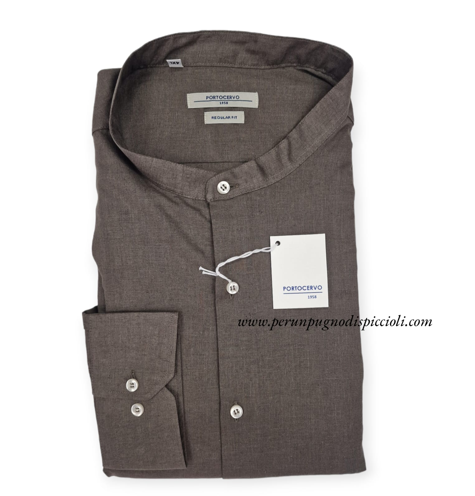 Camicia Portocervo in lino collo coreana over