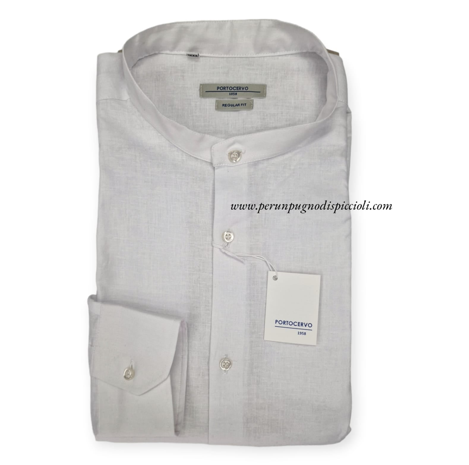 Camicia Portocervo in lino collo coreana over