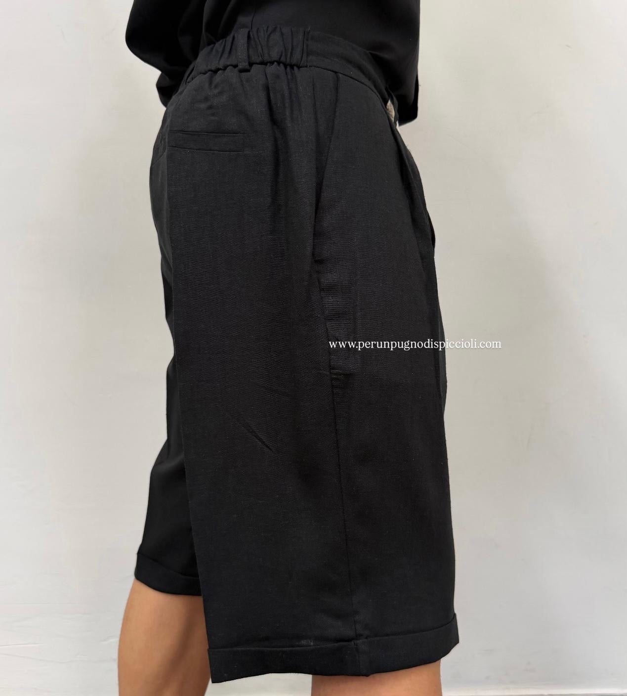 Shorts in lino Noir Fox / Joe Marvin