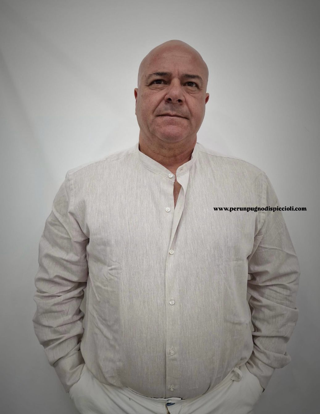 Camicia Portocervo in lino collo coreana over