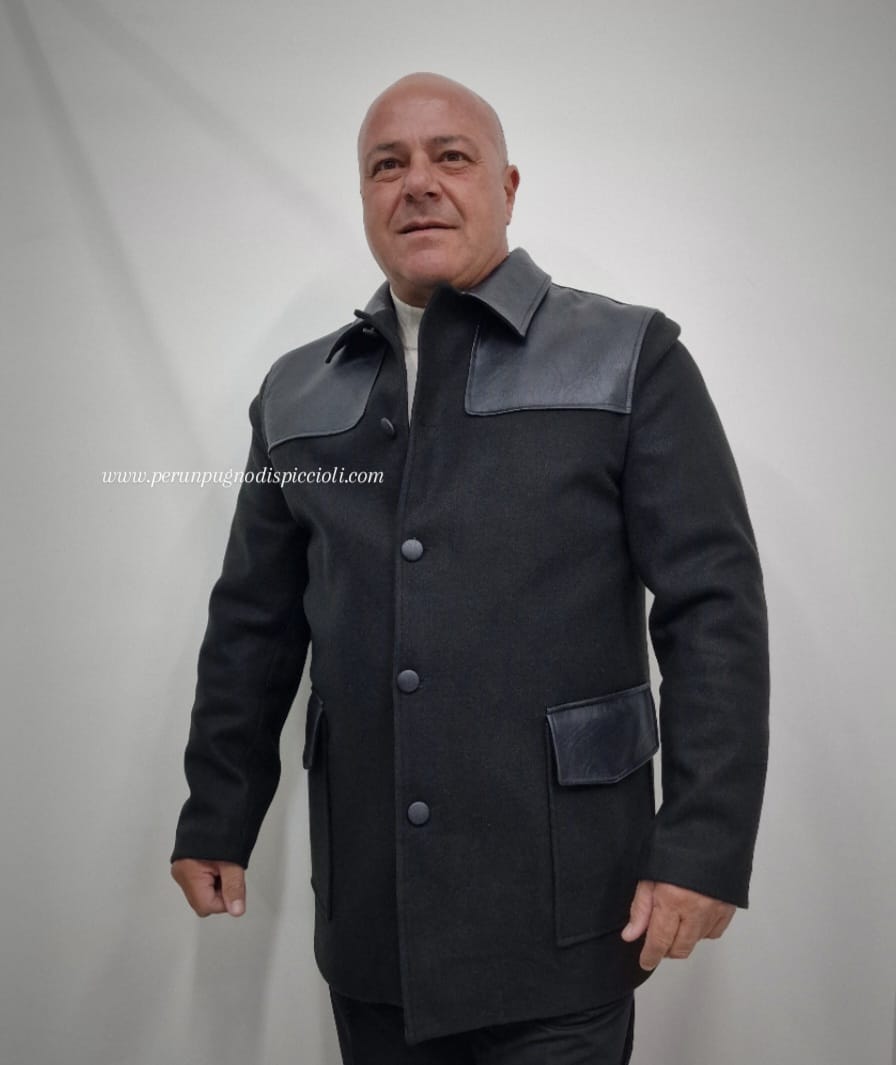 Mezzo Cappotto Reset 2.0 in panno con inserti in pelle