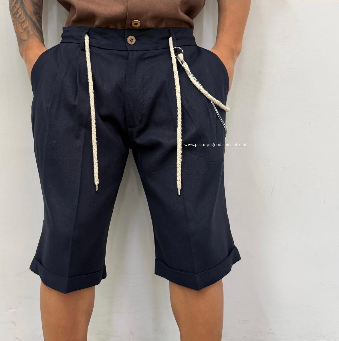 Shorts in lino Noir Fox / Joe Marvin