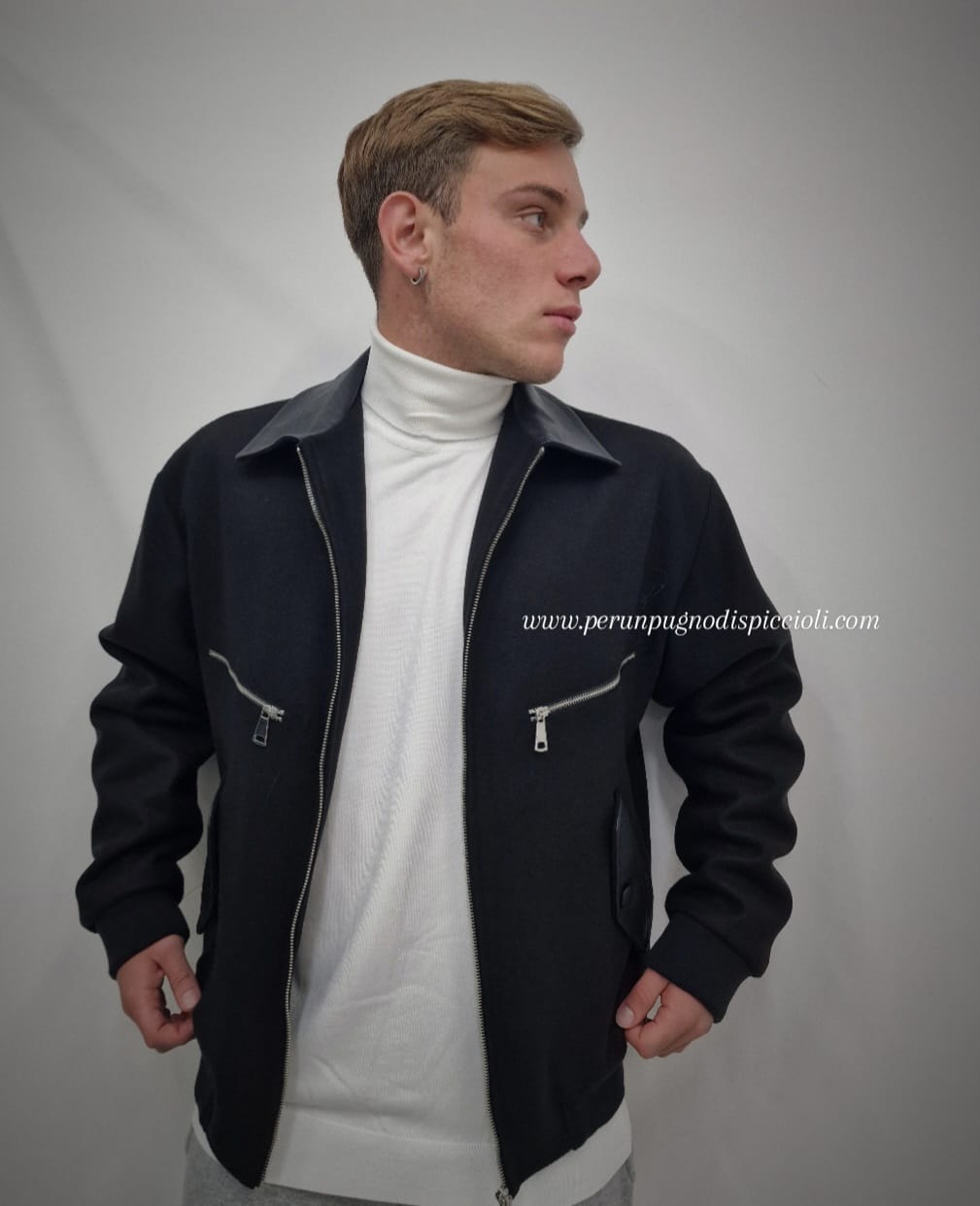 Giubbotto Reset 2.0 in panno con inserti in pelle e zip over