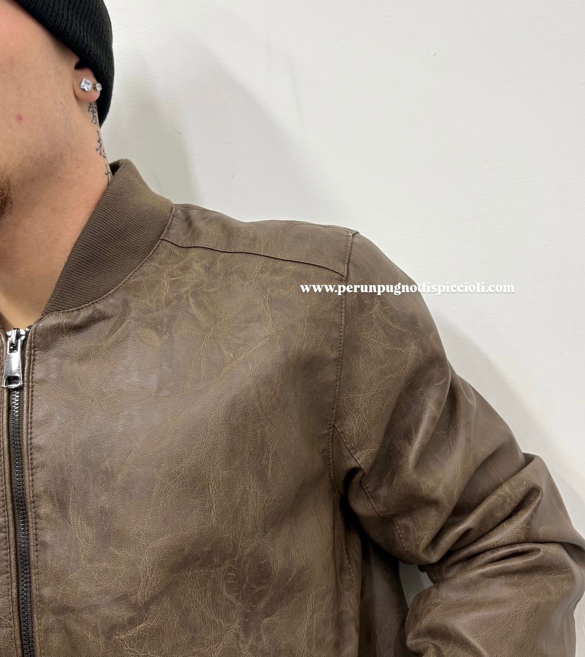 Giubbotto Portocervo in ecopelle martellata