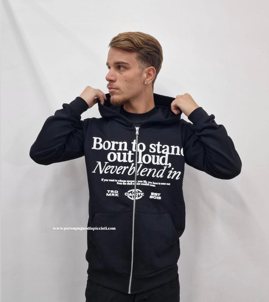 Felpa Cianotic con zip art: born